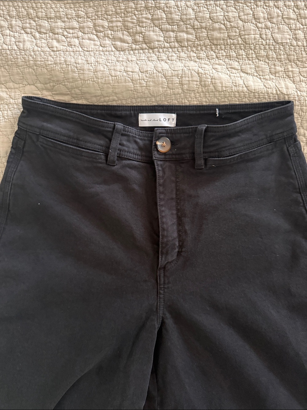LOFT Black Straight Leg High-Rise Pants